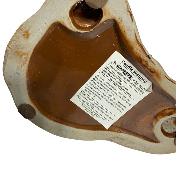 Holiday Candle Holder Set with Snowman Figurine Glazed Ceramic Christmas 2 Piece - Picture 3 of 13